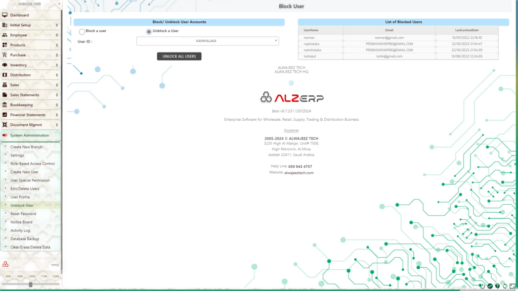 Managing User Access- Block and Unblock Users