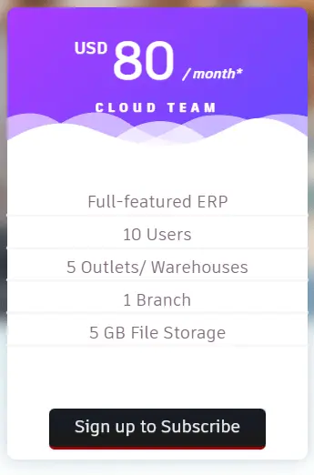 Cloud Team Subscription Plan in ALZERP Cloud Team Subscription Plan in ALZERP