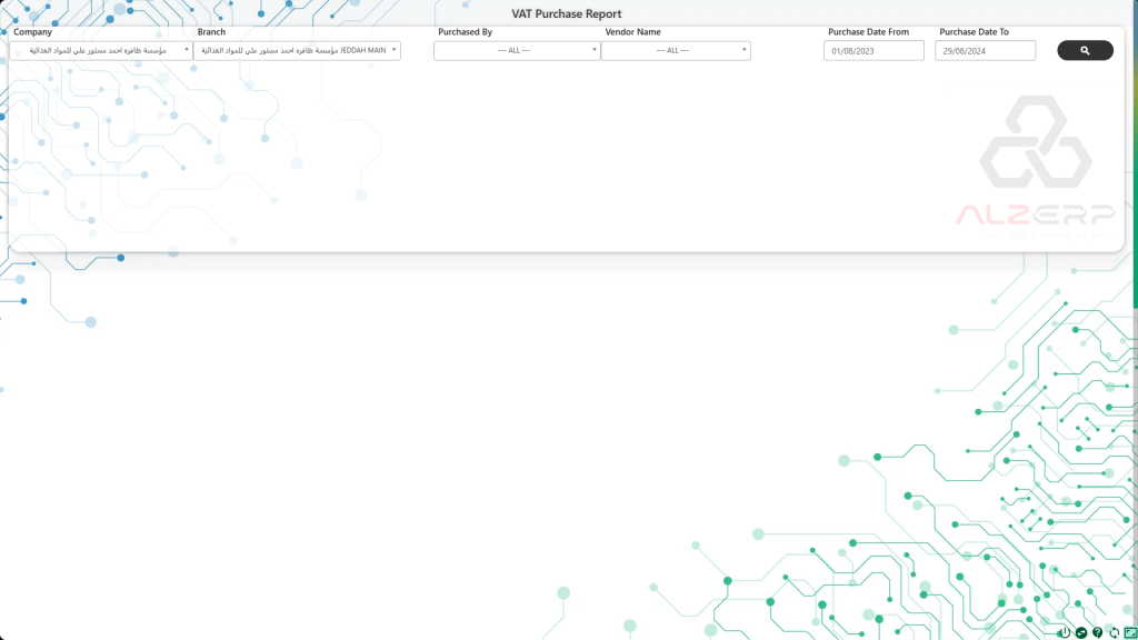 VAT Expense Reporting in ALZERP Cloud ERP Software